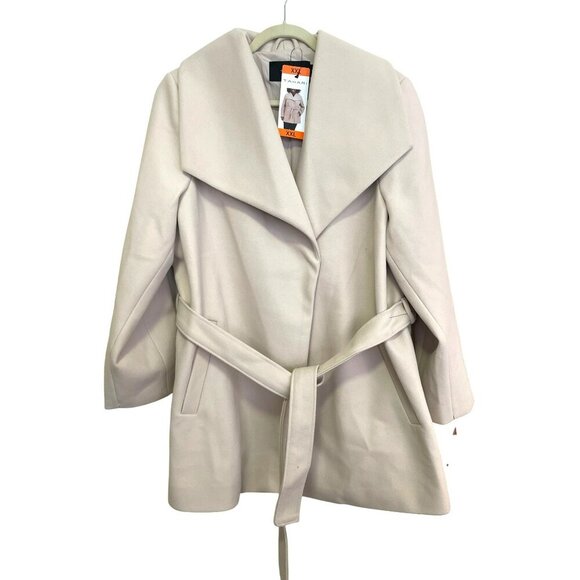 Tahari Size XXL Beige Belted Wrap Tie Winter Coat Beige NWT - Picture 3 of 8